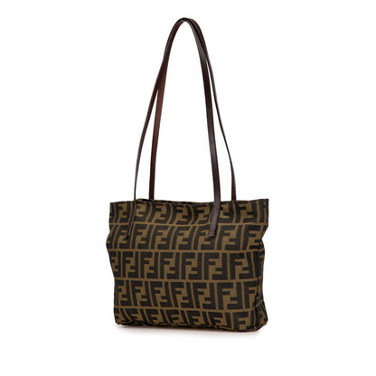 Fendi Zucca Nylon Leather Tote Bag