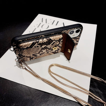 Snakeskin wallet hanging chain phone case