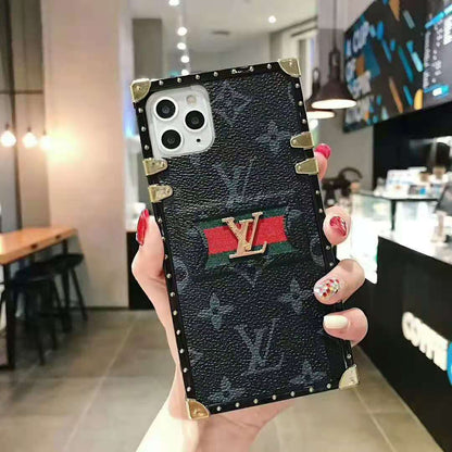 Leather stitching lanyard phone case for iPhone