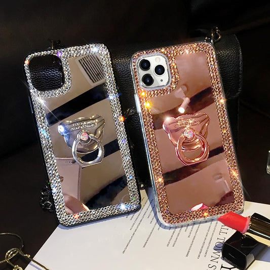 Tide Brand Bear Bracket Make Up Mirror Phone Case - LVCASE