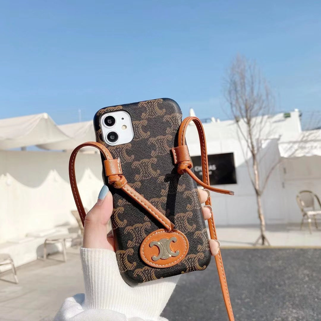Fashion slant back lanyard phone case