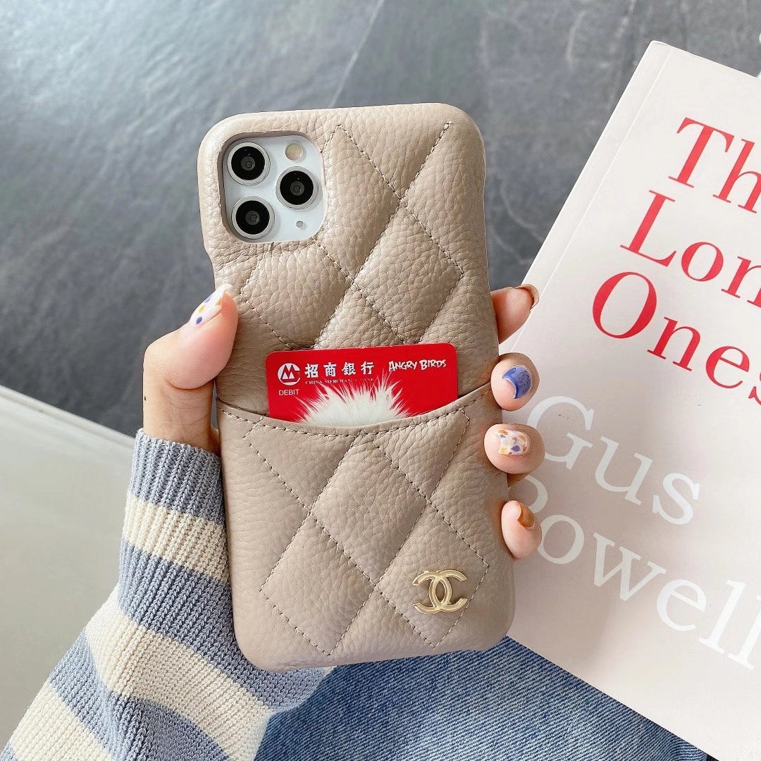 Luxury leather card pocket phone case