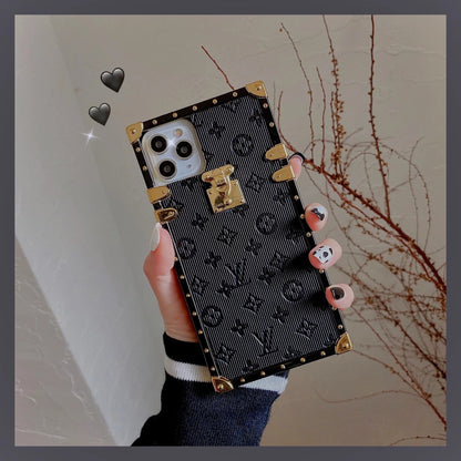 Vintage embossed square phone case For samsung