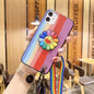 Rainbow the same bracket  lanyard phone case for iphone