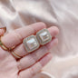Fashion Pearl Diamond Square Stud Earrings