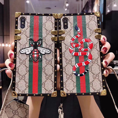 Embroidery lanyard square phone case
