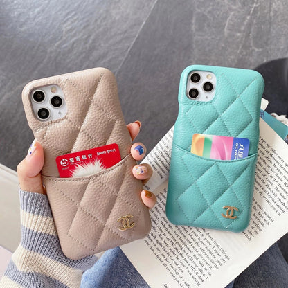 Luxury leather card pocket phone case