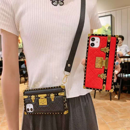 Crossbody lanyard Leather phone case