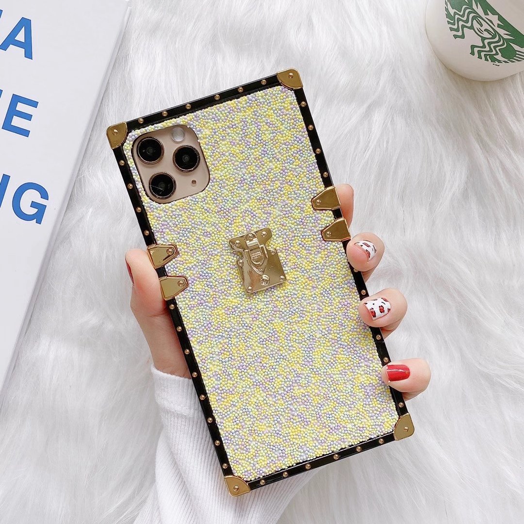 Fashion color beads square phone case for iphone