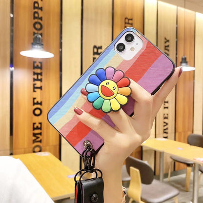 Rainbow the same bracket  lanyard phone case for iphone