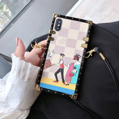 Luxury square lanyard phone case