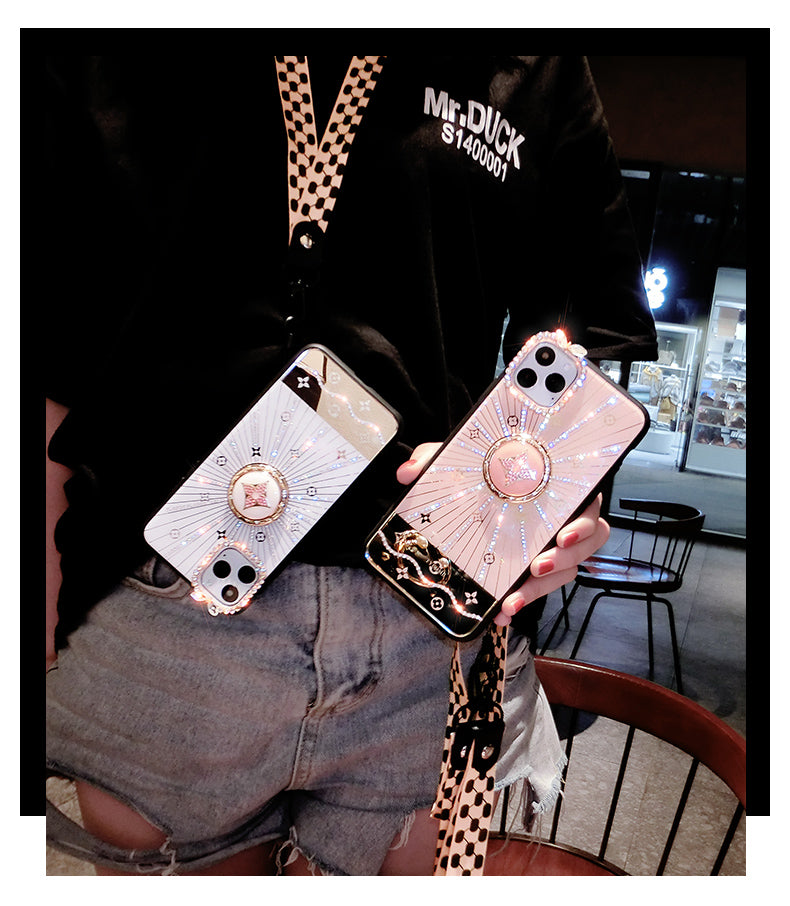 Diamond makeup mirror phone case for iphone