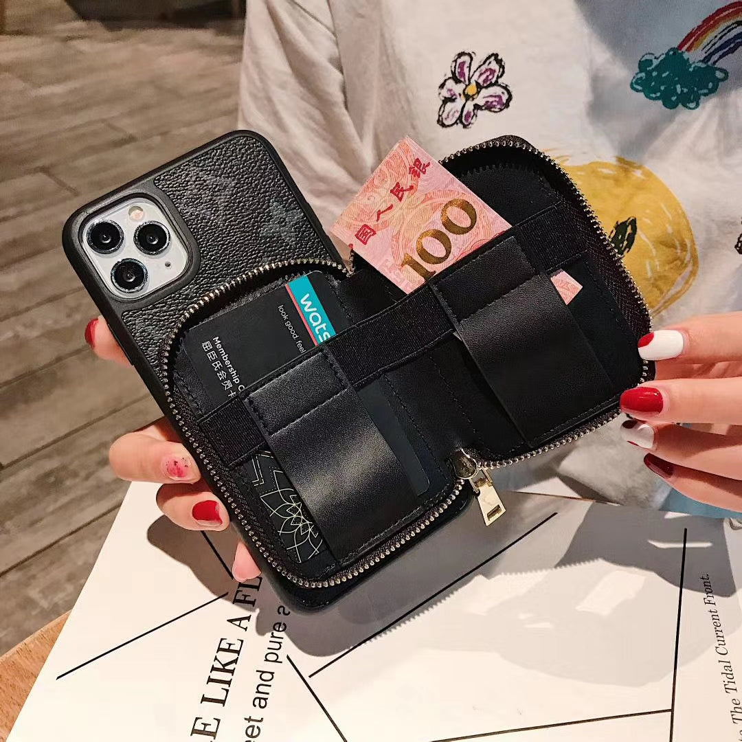 Retro pattern coin purse phone case