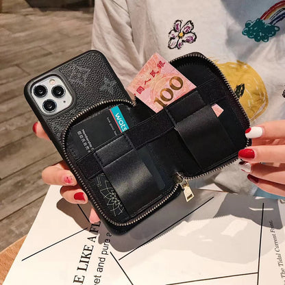 Retro pattern coin purse phone case