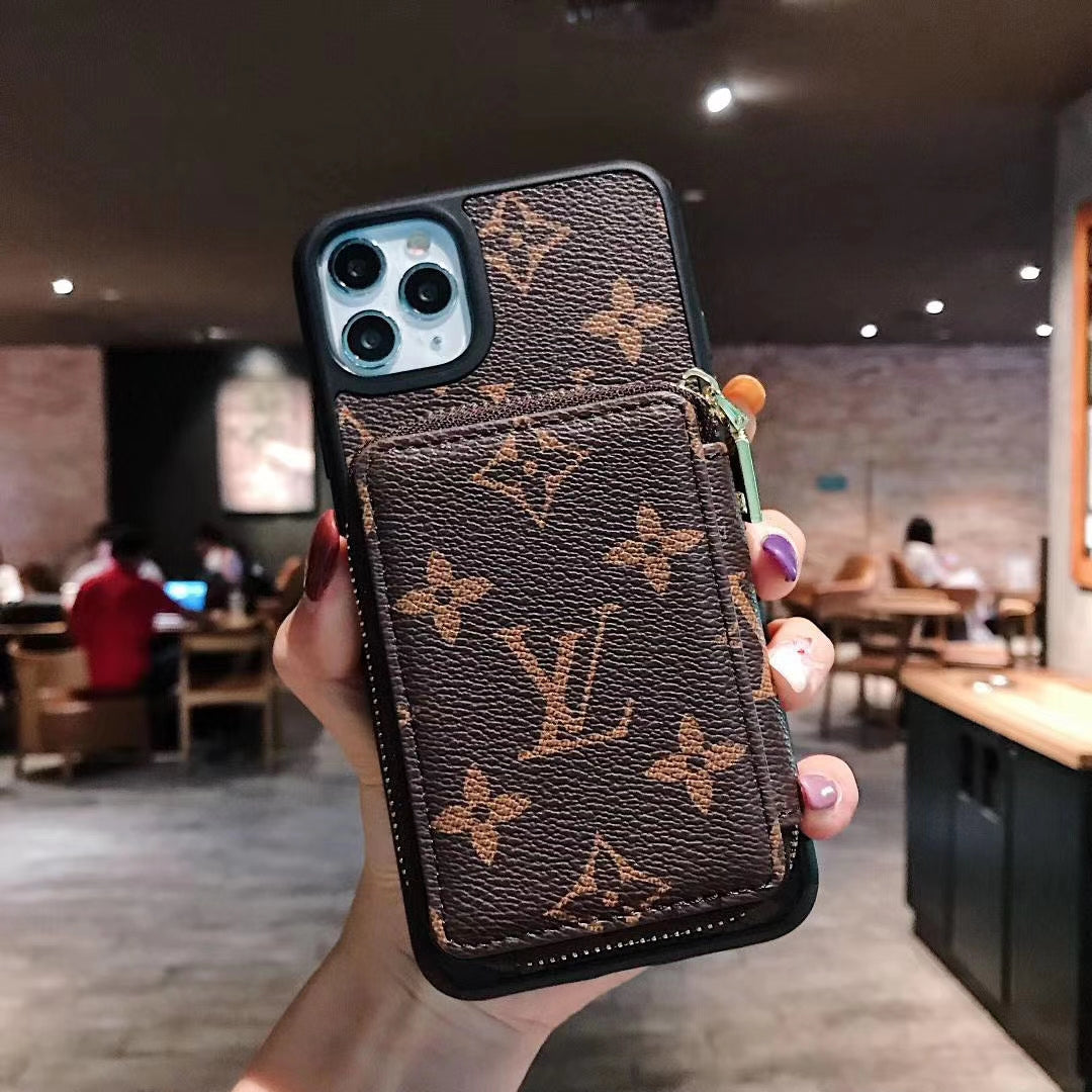 Retro pattern coin purse phone case