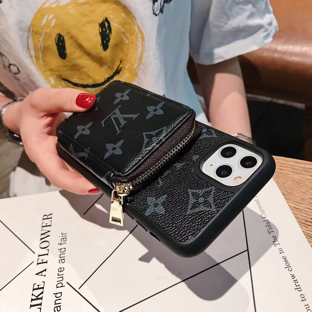 Retro pattern coin purse phone case