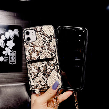Snakeskin wallet hanging chain phone case