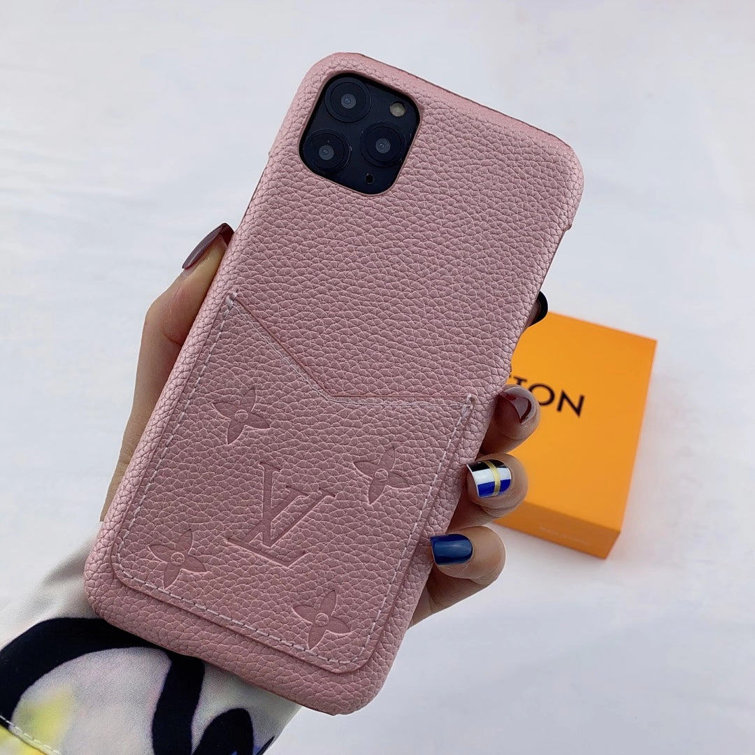 Leather card pocket splicing phone case