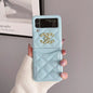 Luxury CC Diamond leather  phone case For Samsung Z flip