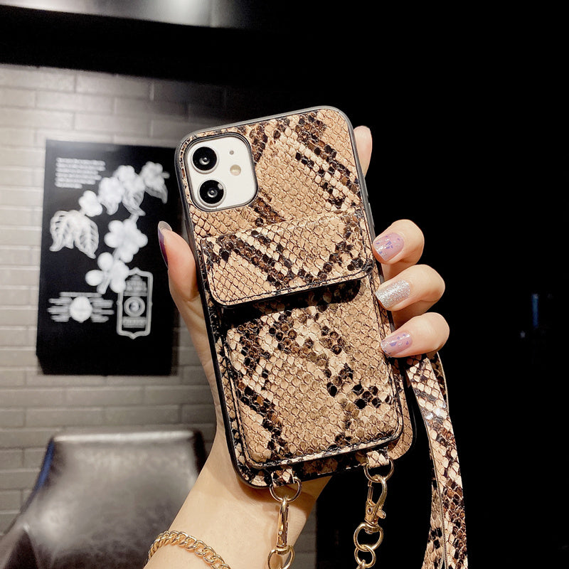 Snakeskin wallet hanging chain phone case