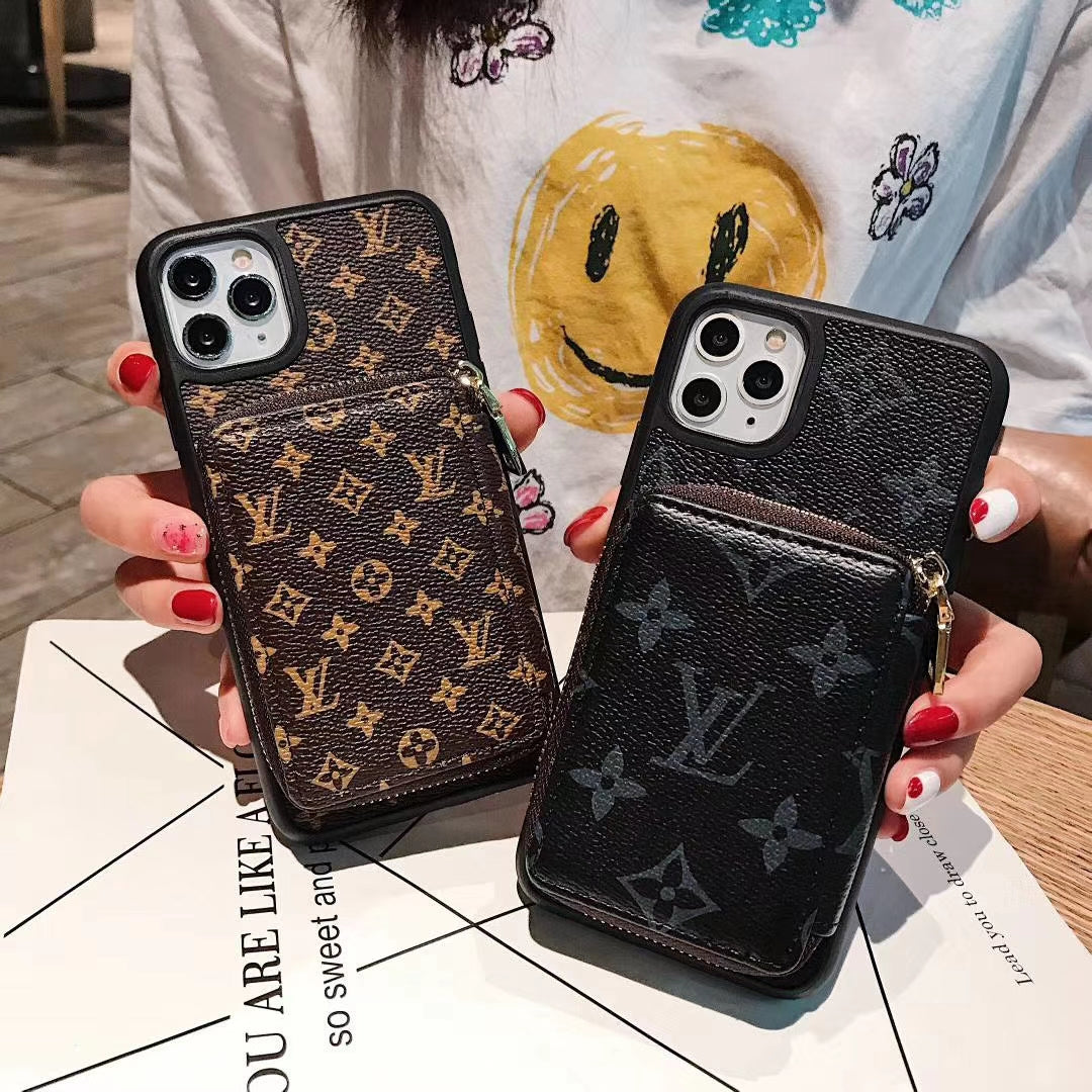 Retro pattern coin purse phone case