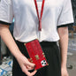 Square crocodile leather lanyard phone case