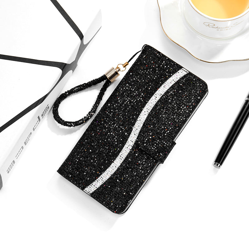 Shiny wallet lanyard phone case