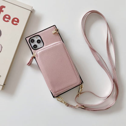 Zipper card bag square phone case for iphone