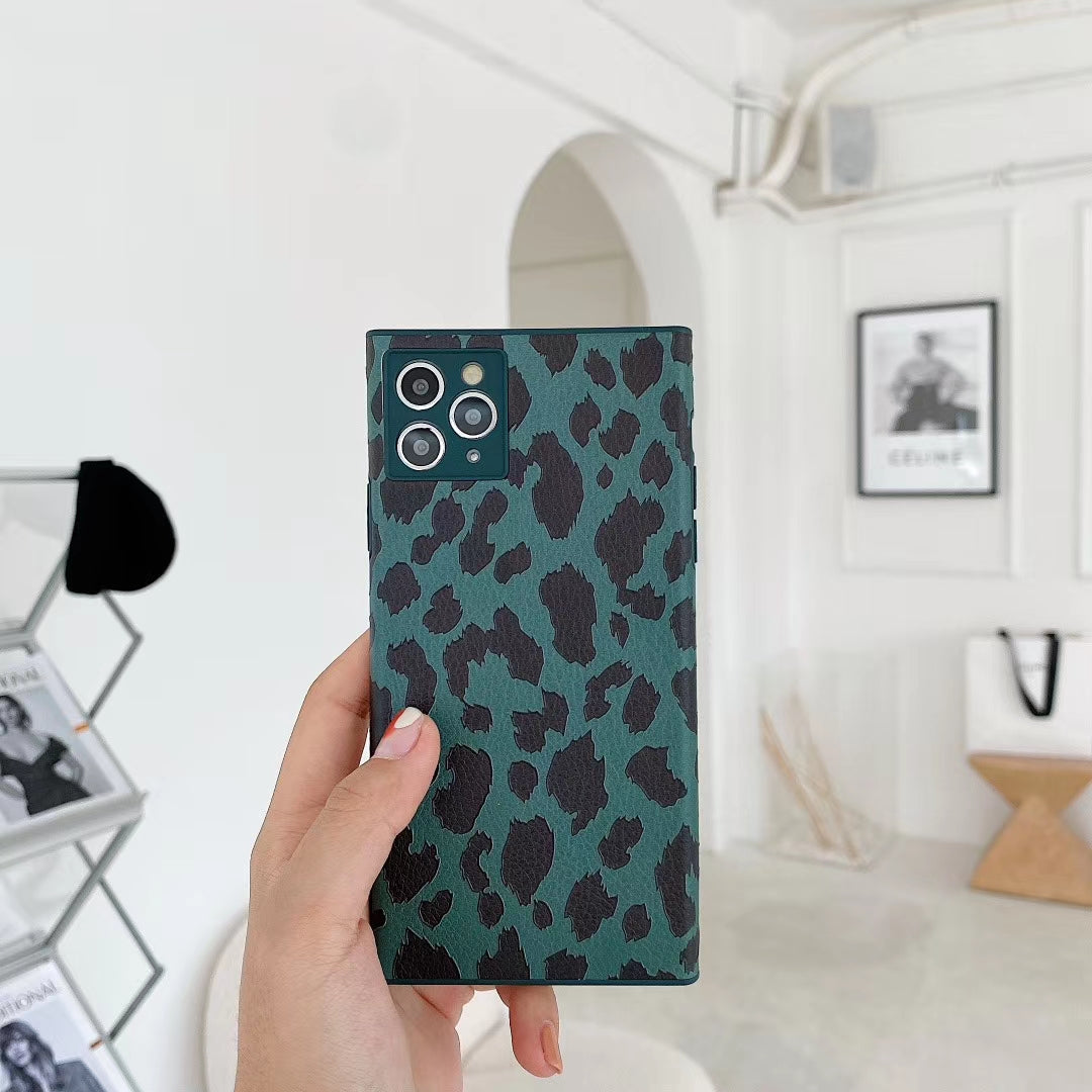 Leather Leopard Square Phone Case
