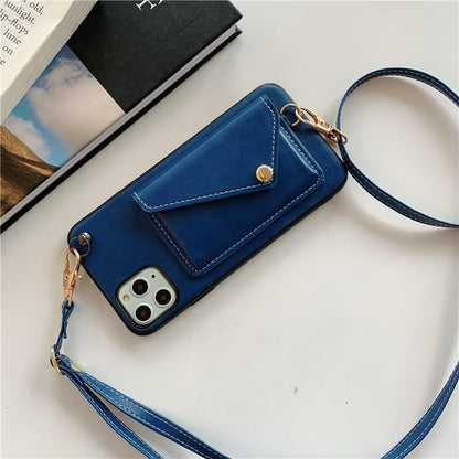Leather Wallet Lanyard Phone Case - LVCASE