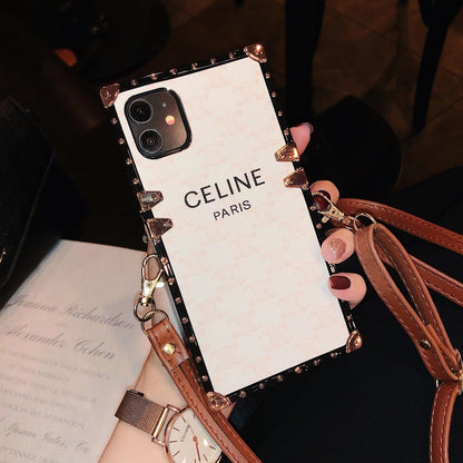 Leather lanyard  square phone case