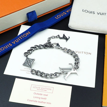 L v silver bracelet