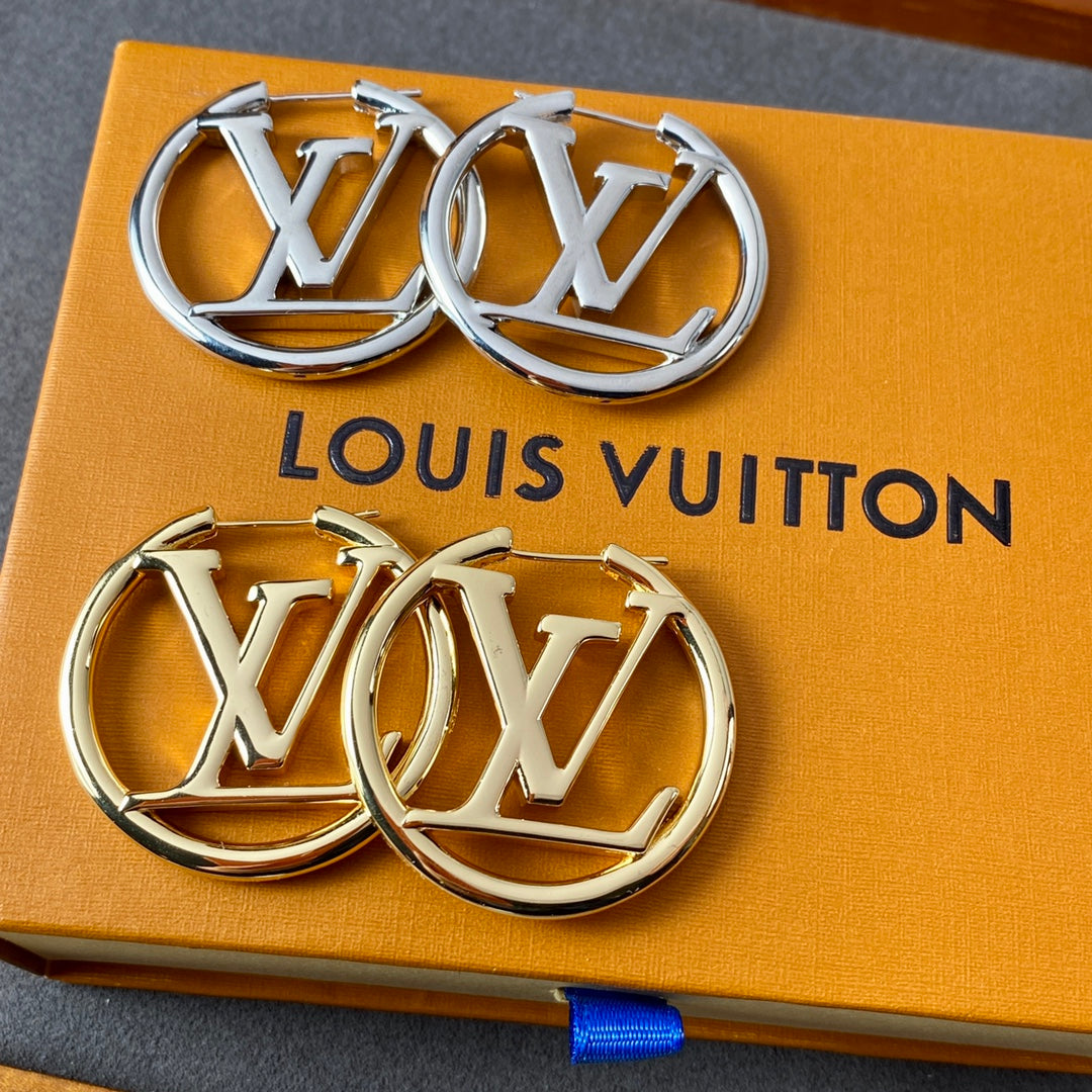 L v earrings silver