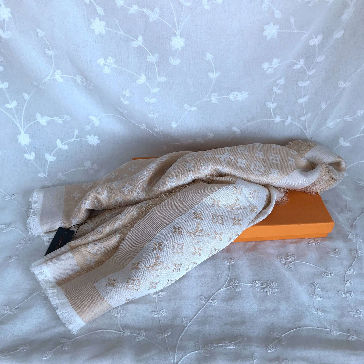 Lv cream scarf