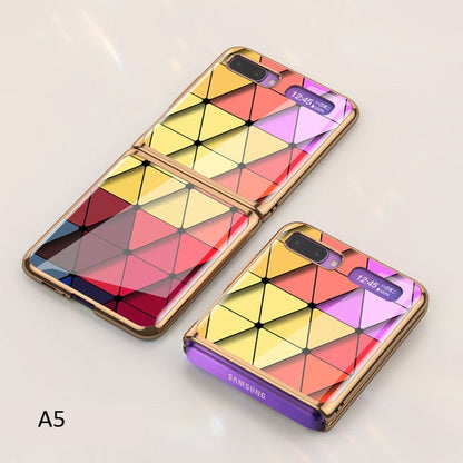 Luxury Pattern Tempered Glass Fold Case For Samsung Galaxy Z Flip
